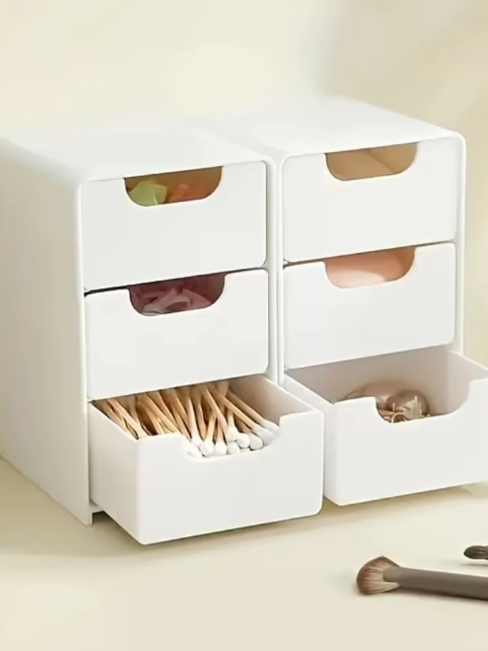 White Desktop Organizer Storage Unit With Drawers